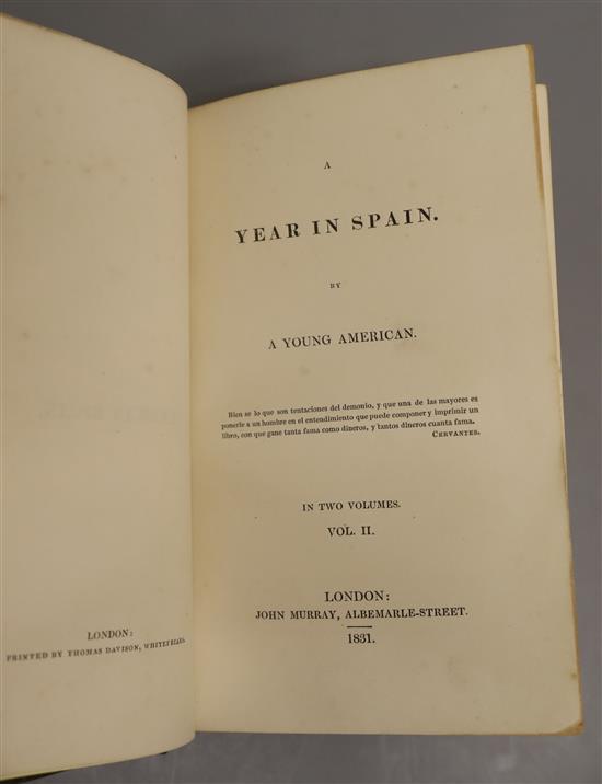 Mackenzie, Alexander Slidell - A Year in Spain by A Young American, 2 vos, 8vo, rebound, half calf, 12 engravings,